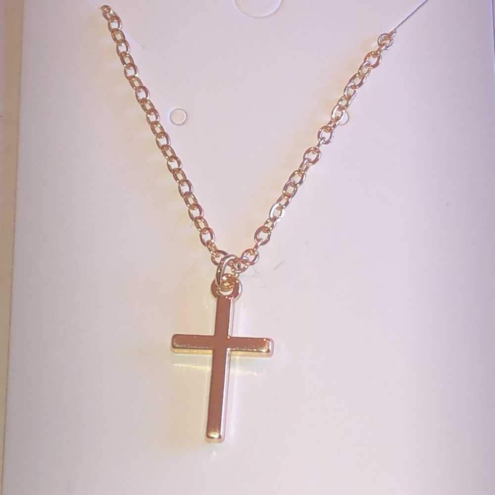 Elegant Gold Tone Cross Pendant Necklace - Picture 1 of 5